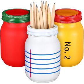 Nuogo 3 Pcs Teacher Pencil Holder for Classroom Teacher Appreciation Gift Glass Mason Jar Cute Pencil Desk Organizer for Pen Apple Book Style Storage Organizer for Back to School Student Office Gift