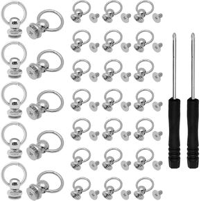 60pcs Screwback Round Head Rivet with Pull Ring Leather Screw Rivets Craft Rivet Screwback DIY Leather Craft Rivets Studs Screw Rivets for Leather Crafting Purse Handbag Clothes (Gold)