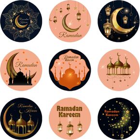 20 Sheets Ramadan Kareem Stickers Labels Eid Mubarak Round Sticker Ramadan Party Decoration Ramadan Party Supplies Favors Decoration for Eid Al Fitr & Eid Al Adha Festival