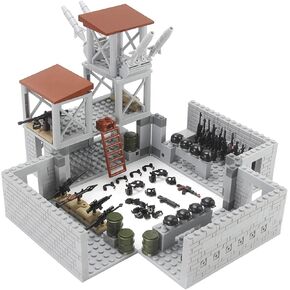 Military Base Building Bricks Set 389 Pieces Armory Defense Guard Tower Guns Army Weapons SWAT Gear Accessories for Soldier Figures Building Block Toy Compatible with Major Brands