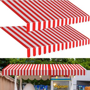 Preboun 2 PCS Carnival Tent Circus Decorations Decorations 27.6''x59 '' Circus awning Decoration Red and White Gread Wall Decor Carnival Stand Decor