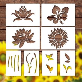 Garden Fence Large Flower Stencils - Reusable Floral Stencil DIY Decoration for Painting on Wood Walls Pattern, Jumbo Sunflower Yard Spray Paint Big Crafts Floor Stencils (A)