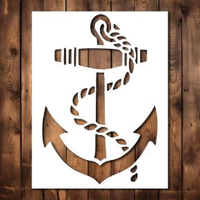 Anchor Stencil Template - Reusable Nautical Theme Stencils for Painting on Wood, Glass, Wall Rock, Walls, Canvas, Glassware, Spray Painting, Airbrushing, Crafts (8.5x11)