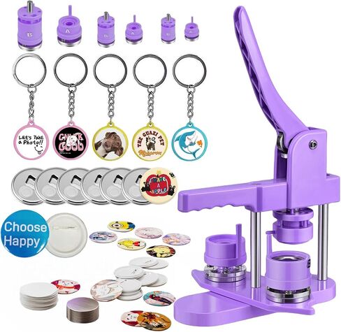Button Maker Machine Multiple Sizes, 25mm+32mm+58mm Pin Maker Button Press Machine W/300 Pin Button, 10 Keychain 10 Bottle Opener Button, Button Making Supplies in Saudi Arabia