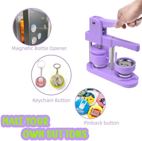 Button Maker Machine Multiple Sizes, 25mm+32mm+58mm Pin Maker Button Press Machine W/300 Pin Button, 10 Keychain 10 Bottle Opener Button, Button Making Supplies in Saudi Arabia