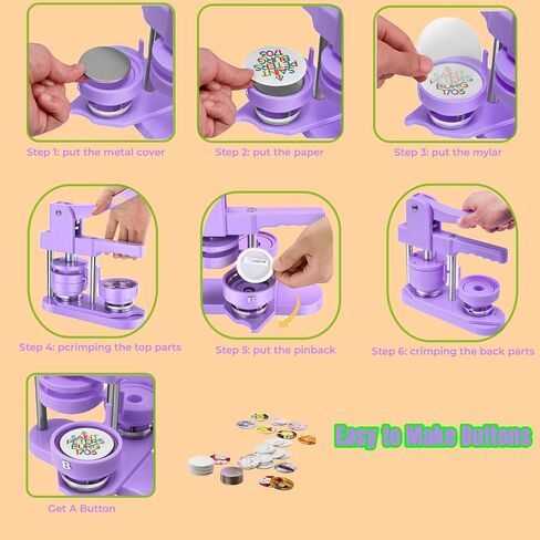 Button Maker Machine Multiple Sizes, 25mm+32mm+58mm Pin Maker Button Press Machine W/300 Pin Button, 10 Keychain 10 Bottle Opener Button, Button Making Supplies in Saudi Arabia