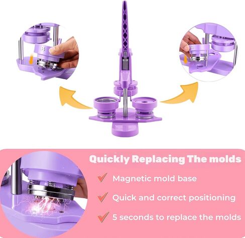 Button Maker Machine Multiple Sizes, 25mm+32mm+58mm Pin Maker Button Press Machine W/300 Pin Button, 10 Keychain 10 Bottle Opener Button, Button Making Supplies in Saudi Arabia