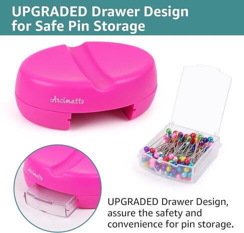 Arcimatto Magnetic Pin Holder, Strong Magnet Pincushion with Drawer, Pin Cushion with 100 Pcs Ball Head Straight Pins for Sewing, Needle Cushions Bobby Pin Holder Paper Clip Organizer for Quilting in Saudi Arabia