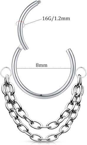 16G 316L متمحور الحاجز الدائري استرخى سلسلة الأنف الدائري الجراحية الصلب Daith أقراط محارة Daith الزنمة الزنمة ثقب المجوهرات الصغيرة هوب القرط in Kuwait