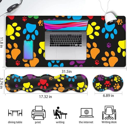 Large Gaming Mouse Pad with Stitched Edges,Extended XXL Mousepad,Office Desk Pad Writing Pad,31.5 x 11.8 in,Ergonomic Memory Foam Keyboard Wrist Rest Support,Vintage Blue Black American Flag Desk Mat in Saudi Arabia