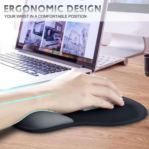 JIKIOU Gel Wrist Rest Mouse Pad Ergonomic Office Mousepad with Wrist Support-Non-Slip, Design Desk Accessories Mat for Home Game Decor School Office Wave (Pure Purple) in Saudi Arabia