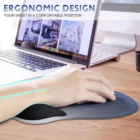 JIKIOU Gel Wrist Rest Mouse Pad Ergonomic Office Mousepad with Wrist Support-Non-Slip, Design Desk Accessories Mat for Home Game Decor School Office Wave (Pure Purple) in Kuwait
