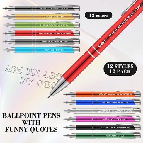 12 PCS مضحكة الكلاب الكلاب عشاق الكلاب الكلب أقلام رباح الأسود ballpoint عشاق الحيوانات الأليفة أقلام مع أقوال مضحكة هدايا هفوة المكتب in Saudi Arabia