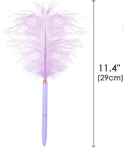 Long Feather Pen, Plastic Ballpoint Pen, with Black Ink, Gift Pens for Christmas Wedding Birthday (Purple) in Kuwait