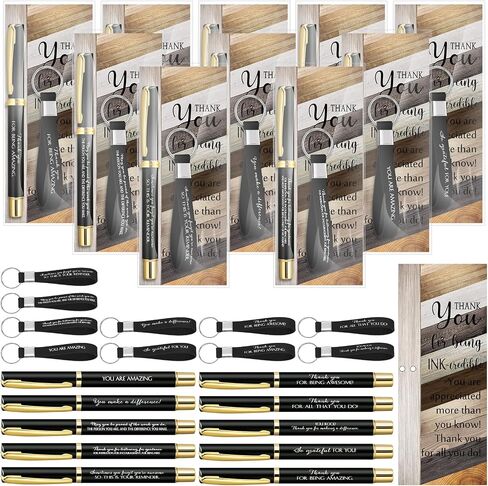 60 Sets Staff Appreciation Gifts Bulk Inspirational Quote Pens Silicone Motivational Keychain Thank You Gifts Gifts for Teacher Women Employees Coworkers(Black) in Kuwait