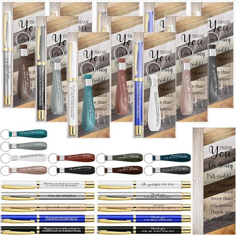60 Sets Staff Appreciation Gifts Bulk Inspirational Quote Pens Silicone Motivational Keychain Thank You Gifts Gifts for Teacher Women Employees Coworkers(Black) in Kuwait