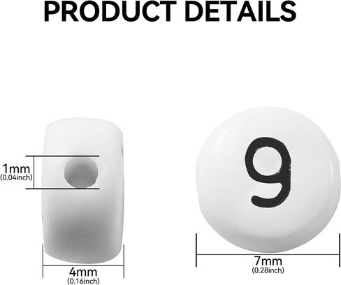 1000pcs White Acrylic Number Beads 7x4mm Mixed Number Beads Acrylic Plastic Round Shape Loose Beads in Saudi Arabia
