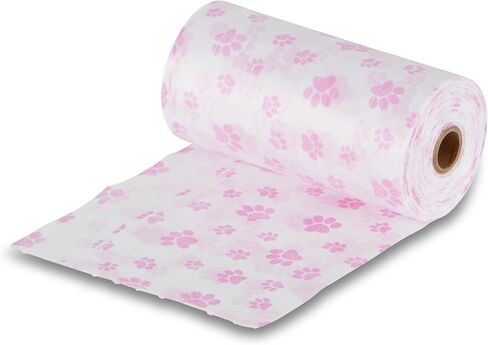 Lavender Scented Dog Waste Bags – Leak-Proof & Easy-Tie Poop Bags, 240/360/480 Count – Pink & White with Paw Print Design in Saudi Arabia