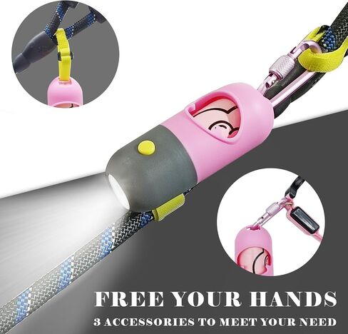 Dog Poop Waste Bags Holder with LED Flashlight|Cute Doggie Poo Bags Dispenser for Pet Leash|Trash Waste Bags Carrier with Potty Bags Clip Fastener LR44 Button Cells Included(2 Pack) (Sky Blue) in Saudi Arabia