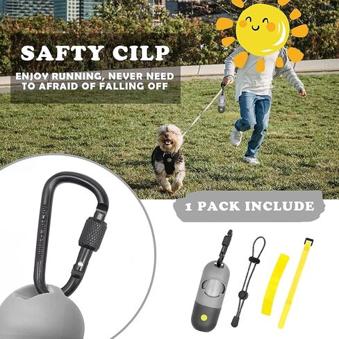 Dog Poop Waste Bags Holder with LED Flashlight|Cute Doggie Poo Bags Dispenser for Pet Leash|Trash Waste Bags Carrier with Potty Bags Clip Fastener LR44 Button Cells Included(2 Pack) (Sky Blue) in Saudi Arabia