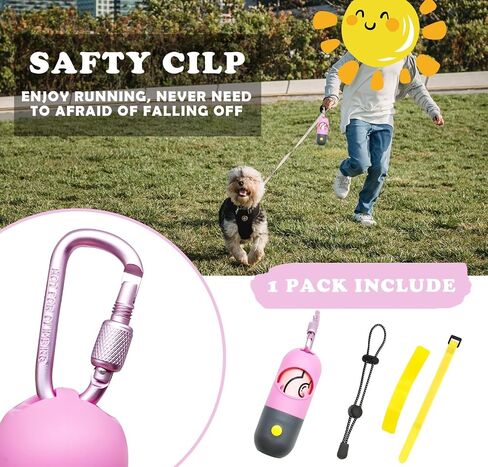 Dog Poop Waste Bags Holder with LED Flashlight|Cute Doggie Poo Bags Dispenser for Pet Leash|Trash Waste Bags Carrier with Potty Bags Clip Fastener LR44 Button Cells Included(2 Pack) (Sky Blue) in Saudi Arabia