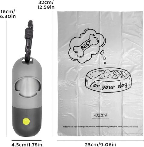 Dog Poop Waste Bags Holder with LED Flashlight|Cute Doggie Poo Bags Dispenser for Pet Leash|Trash Waste Bags Carrier with Potty Bags Clip Fastener LR44 Button Cells Included(2 Pack) (Sky Blue) in Saudi Arabia