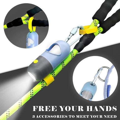 Dog Poop Waste Bags Holder with LED Flashlight|Cute Doggie Poo Bags Dispenser for Pet Leash|Trash Waste Bags Carrier with Potty Bags Clip Fastener LR44 Button Cells Included(2 Pack) (Sky Blue) in Saudi Arabia