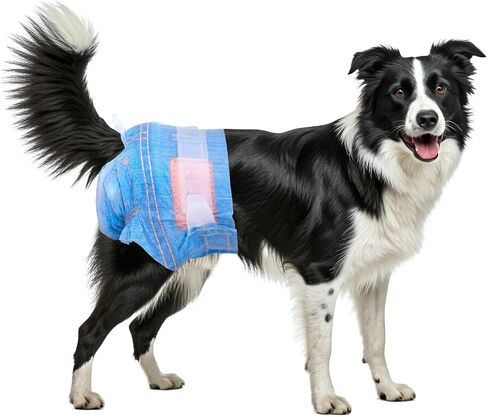 Dog Diapers Female Disposable, Jeans Pattern Doggie Diapers for Female Dogs, Puppy Diapers Female, Cat Diapers, X-Small, 12 Count in Saudi Arabia