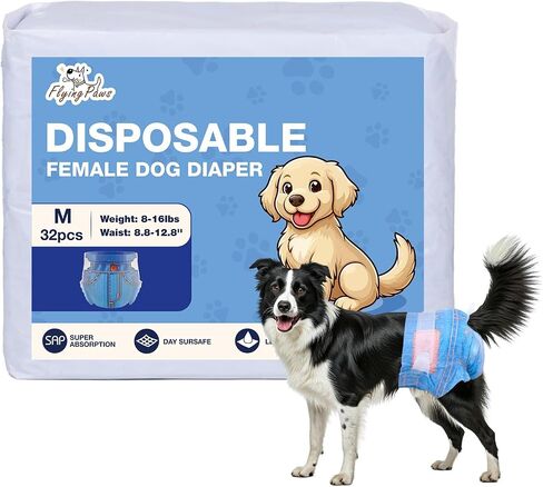 Dog Diapers Female Disposable, Jeans Pattern Doggie Diapers for Female Dogs, Puppy Diapers Female, Cat Diapers, X-Small, 12 Count in Saudi Arabia