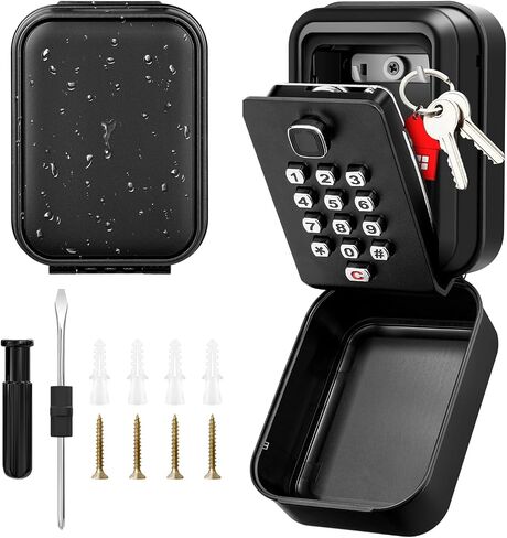 Key Lock Box with Code, Waterproof Sturdy Wall Mount Lock Box for Keys, Hide a Key Outside, 12-Digit Combination Lockbox Resettable Code Key Safe for Home, Office, Apartment, Warehouse in Saudi Arabia