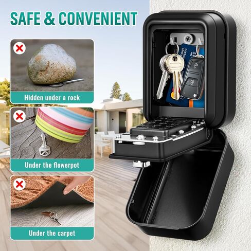 Key Lock Box with Code, Waterproof Sturdy Wall Mount Lock Box for Keys, Hide a Key Outside, 12-Digit Combination Lockbox Resettable Code Key Safe for Home, Office, Apartment, Warehouse in Saudi Arabia