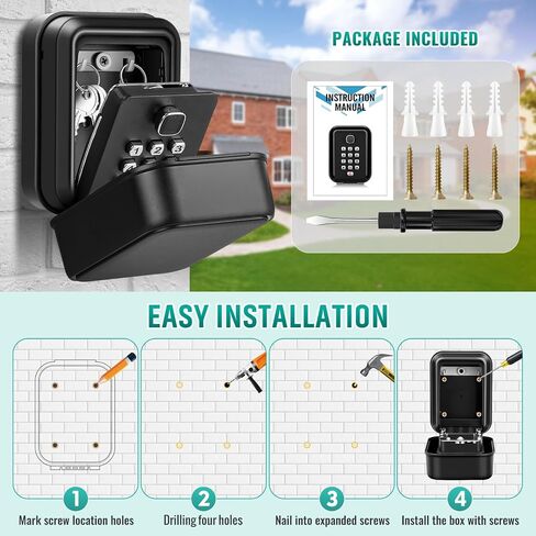 Key Lock Box with Code, Waterproof Sturdy Wall Mount Lock Box for Keys, Hide a Key Outside, 12-Digit Combination Lockbox Resettable Code Key Safe for Home, Office, Apartment, Warehouse in Saudi Arabia