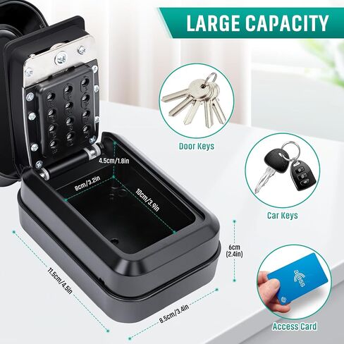 Key Lock Box with Code, Waterproof Sturdy Wall Mount Lock Box for Keys, Hide a Key Outside, 12-Digit Combination Lockbox Resettable Code Key Safe for Home, Office, Apartment, Warehouse in Saudi Arabia