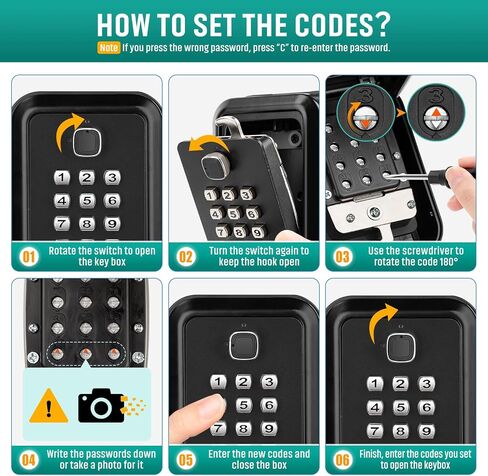 Key Lock Box with Code, Waterproof Sturdy Wall Mount Lock Box for Keys, Hide a Key Outside, 12-Digit Combination Lockbox Resettable Code Key Safe for Home, Office, Apartment, Warehouse in Saudi Arabia