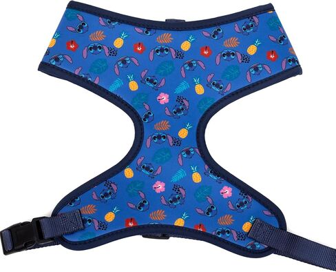 Disney Plastic Buckle Pet Harness, Lilo and Stitch Poses and Icons Scattered Blues Black, Fits 15" Neck and 18-29" Chest in Saudi Arabia