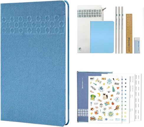 Blue Lake EcoLife undist underner kit kit kit kit اطلاع أسبوعيًا وشهريًا ، مجلة دفتر دفتر دفتر دفتر 6x8 ، دفتر بالصفحة الفارغة ، ملصقات ، حقيبة قلم رصاص ، مرجعية زرقاء in Kuwait
