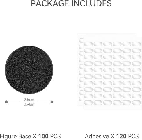 100PCS Miniature Bases+120PCS Adhesive, 25mm or 0.98inch Round Black Plastic Model Bases for Gaming Miniatures Collectible War Table Game or Wargames Board Game in Saudi Arabia