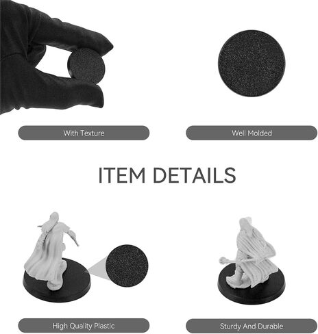 100PCS Miniature Bases+120PCS Adhesive, 25mm or 0.98inch Round Black Plastic Model Bases for Gaming Miniatures Collectible War Table Game or Wargames Board Game in Saudi Arabia