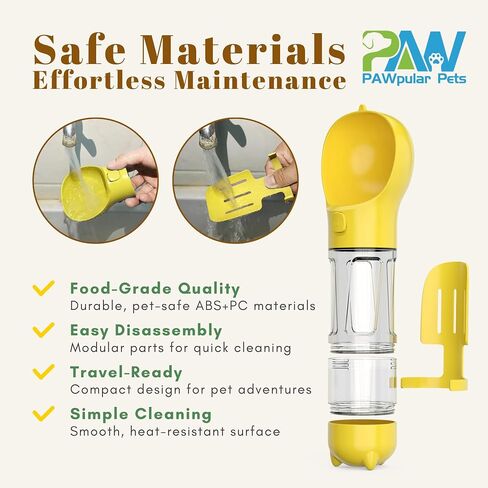 PAWpularPets Portable Dog Water Bottle, Pet Water Bowl Dispenser, Leak-Proof Dog Travel Bottle, Puppy Essentials with Bowl, Food Container, and Waste Bag Holder (Blue, 10oz) in Saudi Arabia