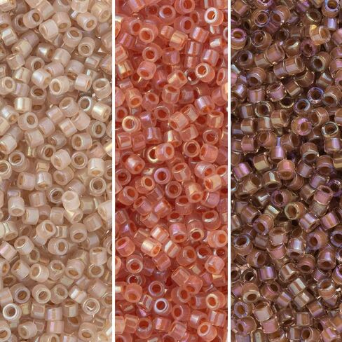 حزمة Miyuki Delica Seed Beads: مقاس 11/0 ، مجموعة لوحة البيج الداخلية المبطنة بالألوان DB1731 ، DB1732 ، DB1733 in Saudi Arabia