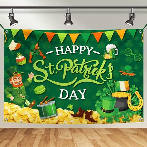 yquqwn St Patrick's Banner Banner Backdrop Happy St Patricks Banner St Patricks يوم خلفية للتصوير الفوتوغرافي St Patricks Day Decorations Saint Patricks Day Banner for Shamrock Decorations 5 × 3ft in Kuwait