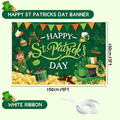 yquqwn St Patrick's Banner Banner Backdrop Happy St Patricks Banner St Patricks يوم خلفية للتصوير الفوتوغرافي St Patricks Day Decorations Saint Patricks Day Banner for Shamrock Decorations 5 × 3ft in Kuwait