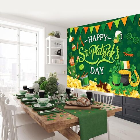 yquqwn St Patrick's Banner Banner Backdrop Happy St Patricks Banner St Patricks يوم خلفية للتصوير الفوتوغرافي St Patricks Day Decorations Saint Patricks Day Banner for Shamrock Decorations 5 × 3ft in Kuwait