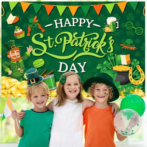 yquqwn St Patrick's Banner Banner Backdrop Happy St Patricks Banner St Patricks يوم خلفية للتصوير الفوتوغرافي St Patricks Day Decorations Saint Patricks Day Banner for Shamrock Decorations 5 × 3ft in Kuwait