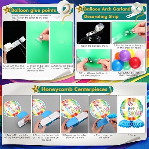 We Appreciate You Party Decorations Employee Appreciation Table Decor Pre Strung Banner Honeycomb Tablecloth Spiral Hanging Balloons for Thank Staff Teacher(Colorful) in Saudi Arabia