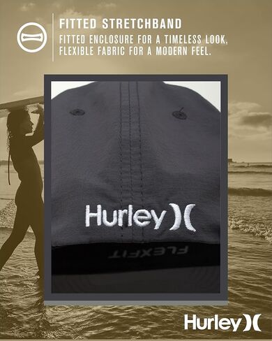 Hurley Men's Baseball Cap - Dana Point Cotton Ripstop Stretch Fitted Cap for Men with Gradient Embroidered Icon (Size: S-XL) in Kuwait