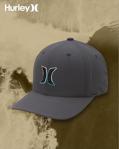 Hurley Men's Baseball Cap - Dana Point Cotton Ripstop Stretch Fitted Cap for Men with Gradient Embroidered Icon (Size: S-XL) in Kuwait