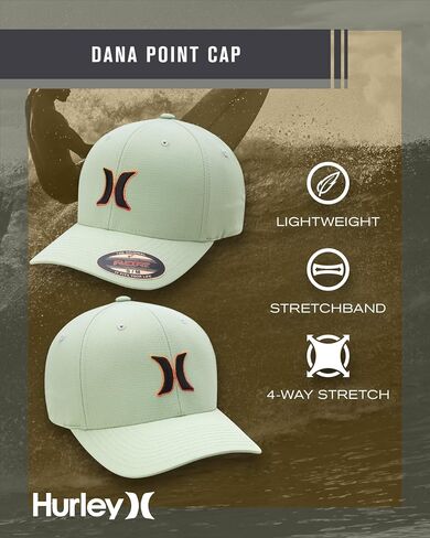 Hurley Men's Baseball Cap - Dana Point Cotton Ripstop Stretch Fitted Cap for Men with Gradient Embroidered Icon (Size: S-XL) in Saudi Arabia