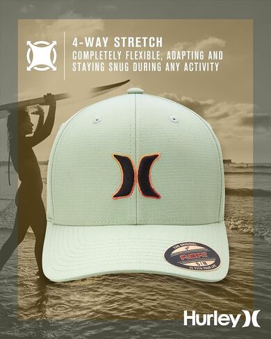 Hurley Men's Baseball Cap - Dana Point Cotton Ripstop Stretch Fitted Cap for Men with Gradient Embroidered Icon (Size: S-XL) in Saudi Arabia