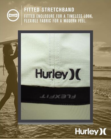 Hurley Men's Baseball Cap - Dana Point Cotton Ripstop Stretch Fitted Cap for Men with Gradient Embroidered Icon (Size: S-XL) in Saudi Arabia